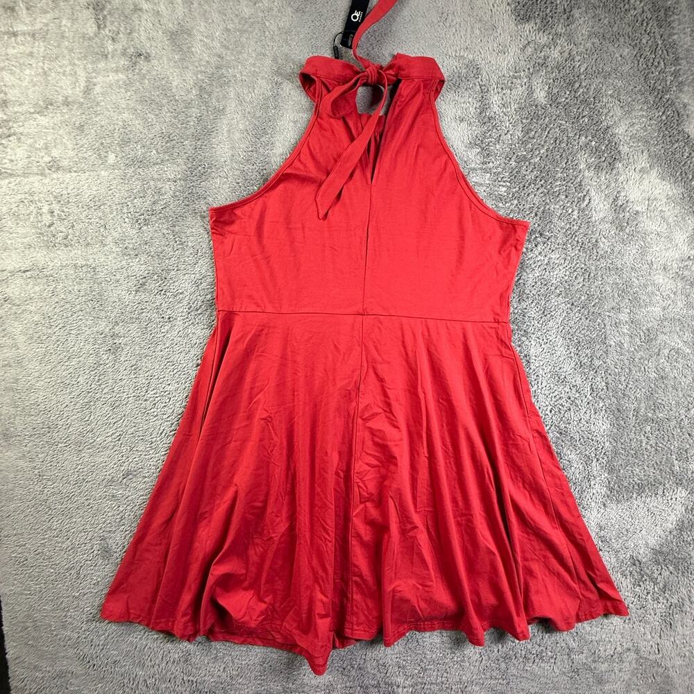 OUGES Womens Red Halter Neck Sleeveless Dress XXL… - image 2